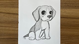 How to draw a cute dog step by step  Easy drawing for beginners  Pencil sketch for beginners [upl. by Akinod562]