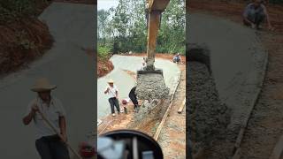 Construction process of pouring concrete on the canal slopeexcavatorshorts [upl. by Samal]