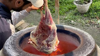 Most Delicious Lamb Leg Recipe in Tandoor in Village Garden I ASMR I with SUBTITLES I [upl. by Nored818]