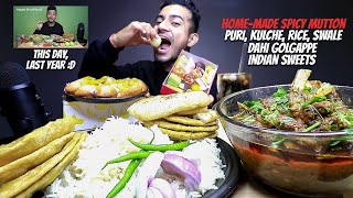 Homemade Spicy Mutton with Puri Kulche amp Rice Swale GolGappePaniPuri MUKBANG  Akshanshu Aswal [upl. by Klockau]