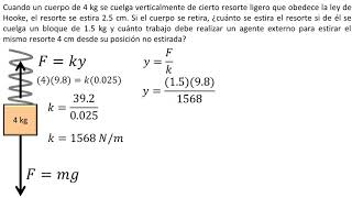 Física  Trabajo en un resorte  Ejemplo 1 [upl. by Eicarg]