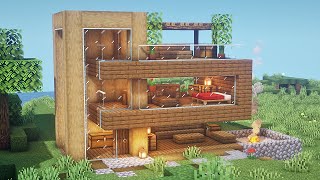 Minecraft  Modern Wood house [upl. by Yessak]