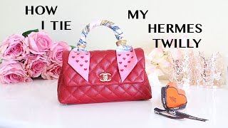 HOW TO TIE HERMES TWILLY on CHANEL COCO HANDLE MINI [upl. by Yeleak]