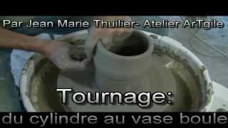 Atelier ArTgile  Poterie  COURSTournagedu cylindre au vase boule [upl. by Studdard]