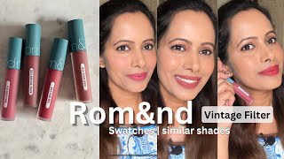 Romand Vintage zero velvet tint swatches  Review amp Similar Shades comparison [upl. by Derraj]