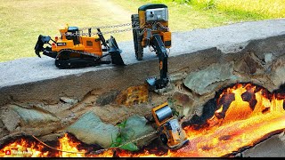 BULLDOZER HELP EXCAVATOR FAIL EVACUATE ROAD ROLLER TRUCK [upl. by Hector]