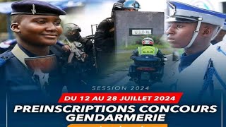 Concours DEntrée A La Gendarmerie 2024  Calendrier amp Conditions de Candidature  Préinscription [upl. by Emlynne77]