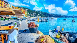 Seaside Cafe In VillefranchesurMer Cote dAzur France  Bossa Nova Saxophone Jazz Ocean Wave [upl. by Griff]