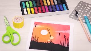 Sunset with Soft Pastels  Nagomi Art  FaberCastell [upl. by Einotna]