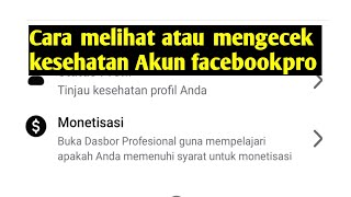 cara cek Tinjau propil kesehatan Akun facebookpro [upl. by Zephaniah467]