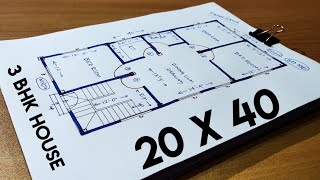 20 x 40 house plan II 800 sqft house plan II 20 X 40 GHAR KA NAKSHA [upl. by Nalyd657]