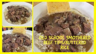 An Easy WAy To Use Up That Leftover Prime Rib\OLD SCHOOL SMOTHERED BEEF TIPSBUTTERED RICE [upl. by Aihsemaj]