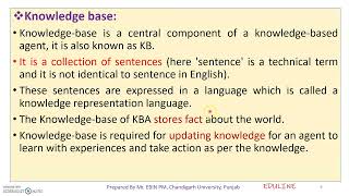 MODULE 4  TOPIC 1  KNOWLEDGE BASED AGENTS [upl. by Keller]