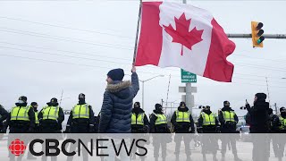 Police move to clear protesters blocking the Ambassador Bridge in Windsor Ont [upl. by Notgnimer]