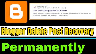 Blogger delete postrecovery  How to recover deleted blog posts on Blogger [upl. by Montague]