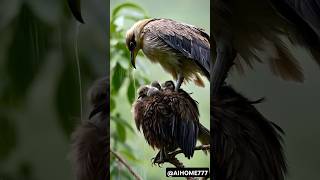 Mother bird protects their babies from heavy rainstorm birds wildlife nature mother love [upl. by Berkly575]