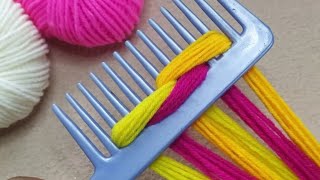 Amazing 3 Beautiful Woolen Yarn Flower making ideas with Hair Comb  Easy Sewing Hack [upl. by Llerrom931]