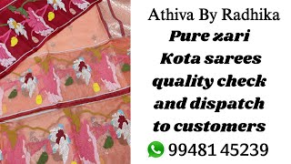 Pure Zari Kota Sarees  Quality check and dispatch to customers purezarikota [upl. by Photima711]