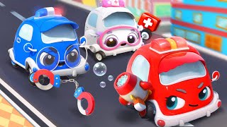 Little Rescue Squad  Fire Truck Police Car Ambulance  Vehicles Song  Kids Songs  BabyBus [upl. by Awe]