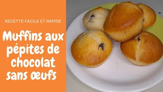 Muffins aux pépites de chocolat  Sans œufs ultra Moelleux [upl. by Zetes]