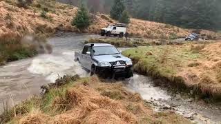 V8 swapped Mitsubishi L200 crossing a River on Strata Florida  wales [upl. by Arracat]