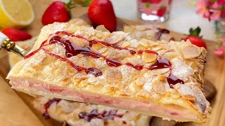 Tranches Feuilletées à la Crème de Fraises  Si Simple et Rapide  Pâtisserie façon Boulangerie ♥ [upl. by Gilcrest971]