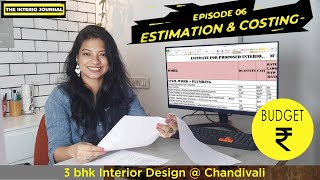 Ep 6 Interior Design Estimation and Costing Budget Template Excel  3bhk at Chandivili [upl. by Etnecniv]