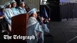 Columbia University student rips up degree in proPalestine protest during graduation [upl. by Naanac546]