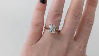 CVD Lab Grown Diamond Solitaire Emerald cut Proposal Ring  14K 18K Solid Yellow Gold Women Ring [upl. by Idnahs414]