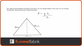 Pythagoras Flächeninhalt von gleichschenkligem Dreieck berechnen [upl. by Euqinot443]