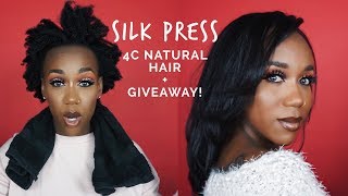 HOW I SILK PRESS MY NATURAL 4C HAIR  BLOW OUT PRESS  TRIM [upl. by Mccafferty]