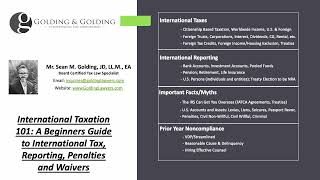 International Taxation 101  A Beginners Guide to International Tax Reporting Penalties and Waiver [upl. by Grover]