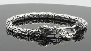 925 Sterling Silver Byzantine 5mm Link Mens Dragon Gothic Bikers 8quot Bracelet [upl. by Adnola434]