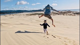 Retro Caravan Tour Takacat and Sand Dune fun Winter Camping at Mangawhai Heads New Zealand [upl. by Rhodie]