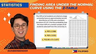 Statistics  Computing for Area Under the Normal Curve Using the Ztable in Filipino [upl. by Ternan]