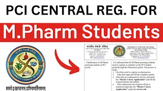 PCI MPharma Students Registration for Central Pharmacist  PCI Pharmacist Registration 2024 [upl. by Lizzy]