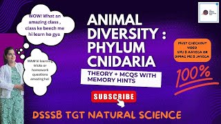 PHYLUM CNIDARIA ANIMAL DIVERSITYDSSSB TGT NATURALSCIENCEBASED ON NEW SYLLABUS video dsssb [upl. by Aitnom]