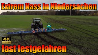 Striegelen von Roggen und Triticale mit Drohnenaufnahmen Treffler Striegel und John Deere 6150R [upl. by Arakaj740]