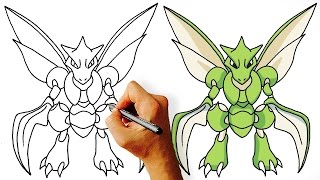 Pk How to Draw Scyther Pokemon Step by Step Drawing Lesson [upl. by Howlan]