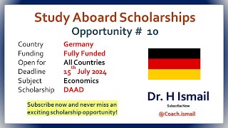 DAAD Scholarship  Study in Germany  Fully Funded Scholarships  Dr H Ismail  Opportunity  10 [upl. by Gan]