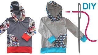 Sweatshirt nähen für Anfänger – DIY Sweatshirt mit Kapuze quotJACOBquot [upl. by Bergwall]