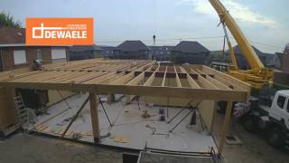 Montage van een houtskeletbouw woning timelapse [upl. by Alaunnoif]