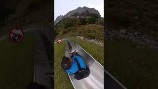 Insane speed on Alpine Slide in Switzerland going wrong on first attempt [upl. by Luing]