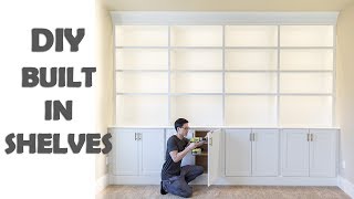 DIY Built In Shelves Library Cabinets [upl. by Venola]