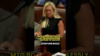 Marjorie Taylor Greene BOOED RUTHLESSLY on House Floor after Introducing Motion to Vacate Speaker [upl. by Rednael]