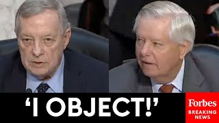 DRAMATIC MOMENT Durbin Refuses Grahams Point Of Order Before Supreme Court Probe Subpoenas Vote [upl. by Xyno719]