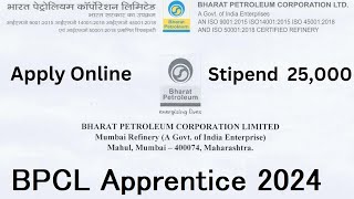 BPCL Apprentice Recruitment 2024 Apply Online for 175 Posts [upl. by Emily]