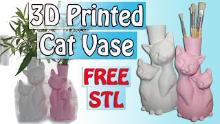 From Imagination to 3D Crafting a Unique Cat Vase  Free STL Model [upl. by Aliekat]