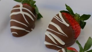 How To Make Chocolate Dipped Strawberries Drizzled With White Chocolate For Valentines Day [upl. by Leahcimnoj129]