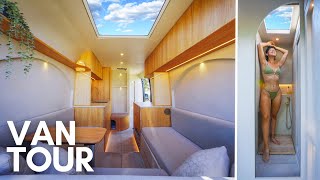 VAN TOUR  DIY Luxury Stealth Camper Van Build After 4 years of Full Time VANLIFE Unique Layout [upl. by Eanahs454]